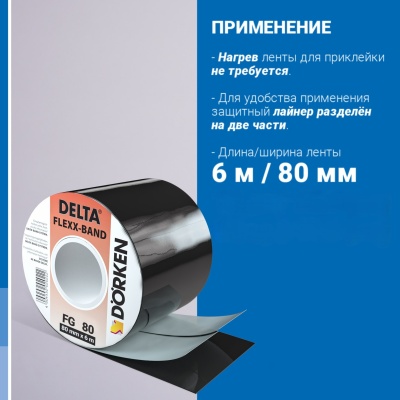 DELTA®-Flexx-Band FG 80 DÖRKEN (Дельта Флекс-Банд Эф Джи 80 Дёркен) Односторонняя соединительная лента для уплотнения деталей и проходок, 80 мм х 6 м